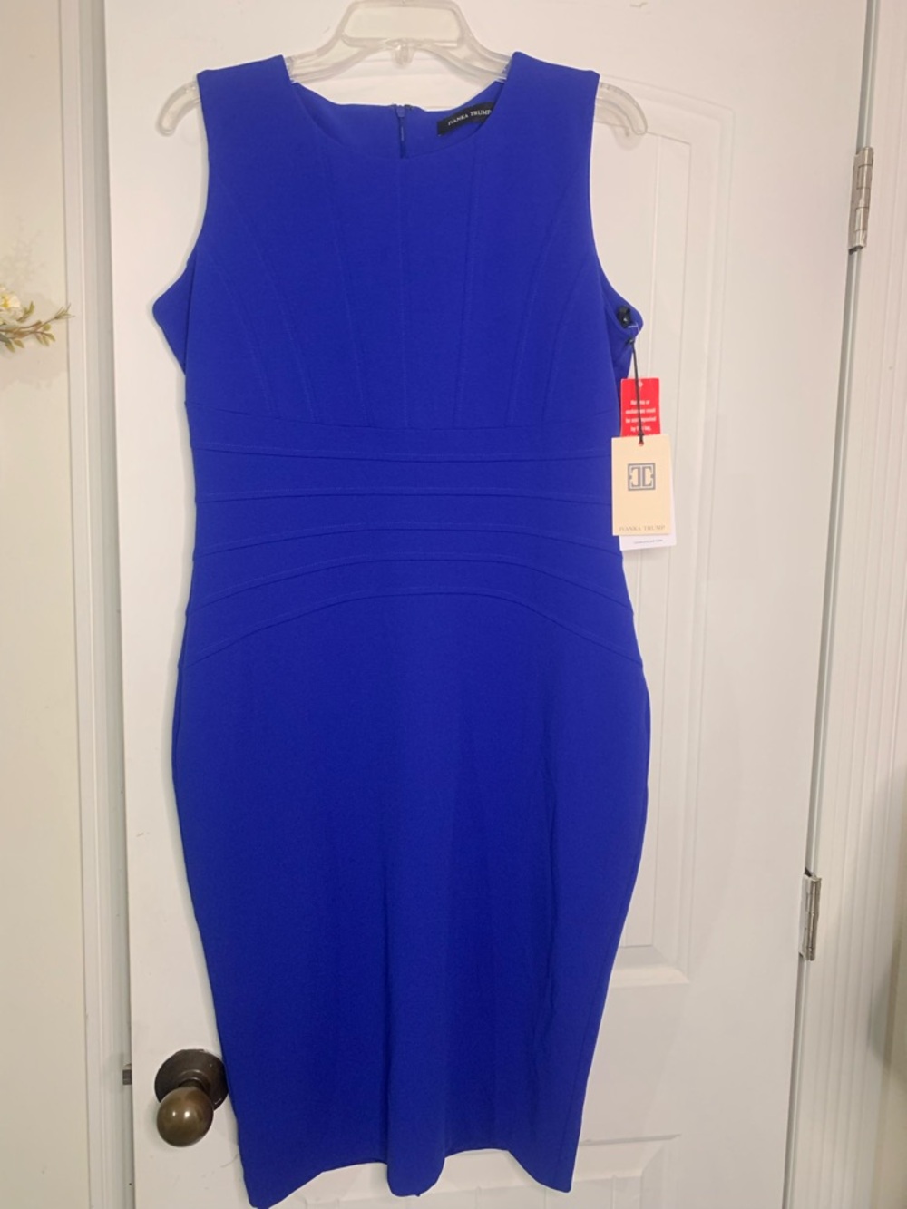 Ivanka Trump Sleeveless Cobalt Blue Midi Sheath Dress
